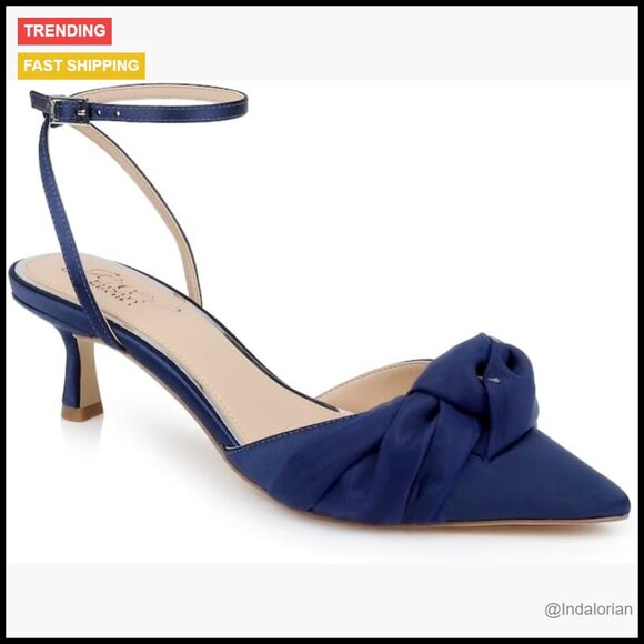 Chiffon Knot Kitten Heel Pumps with Buckle Closure